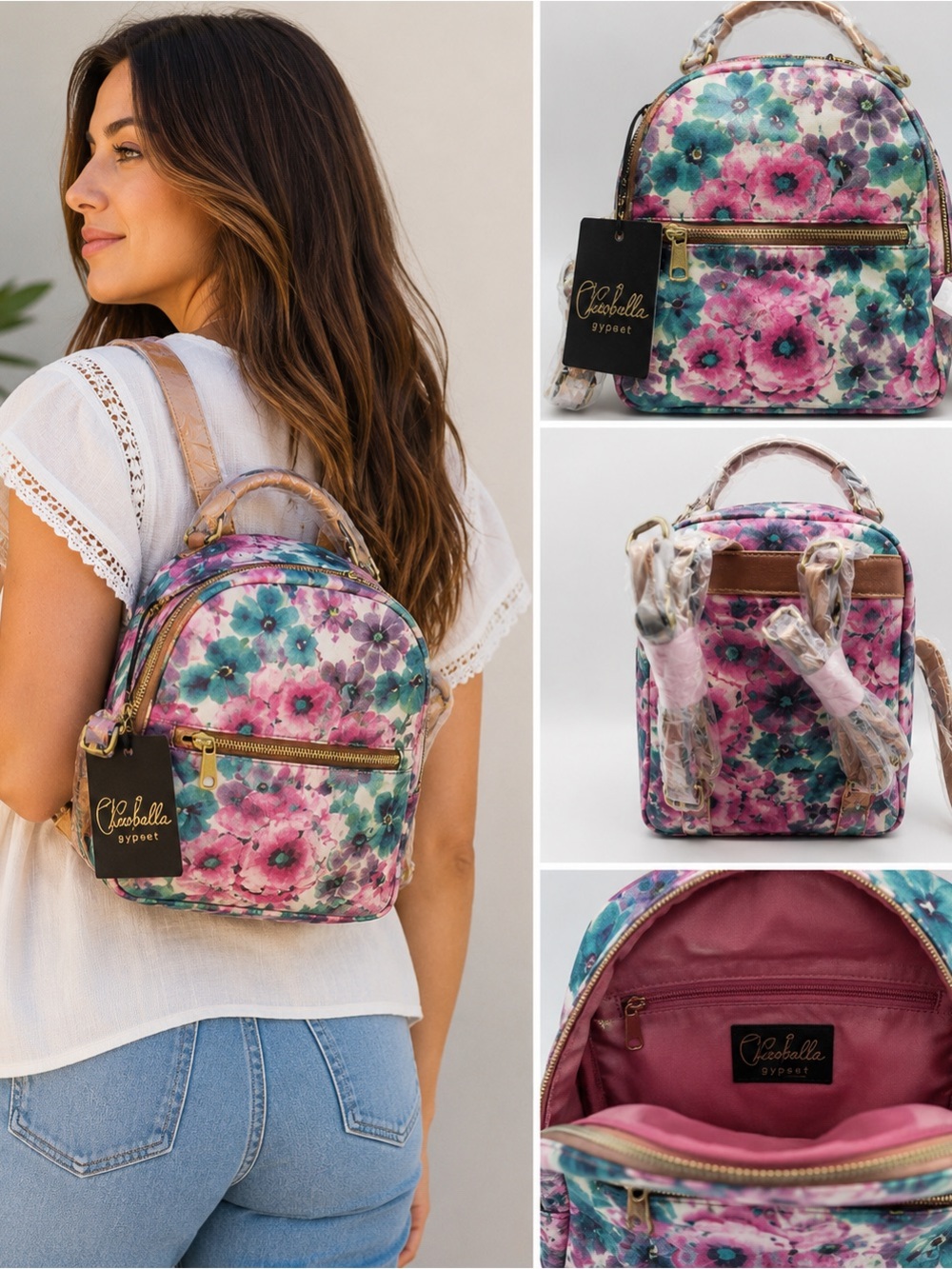 Cleobella Gypset Floral Mini Backpack NWT Vegan Leather Boho Travel